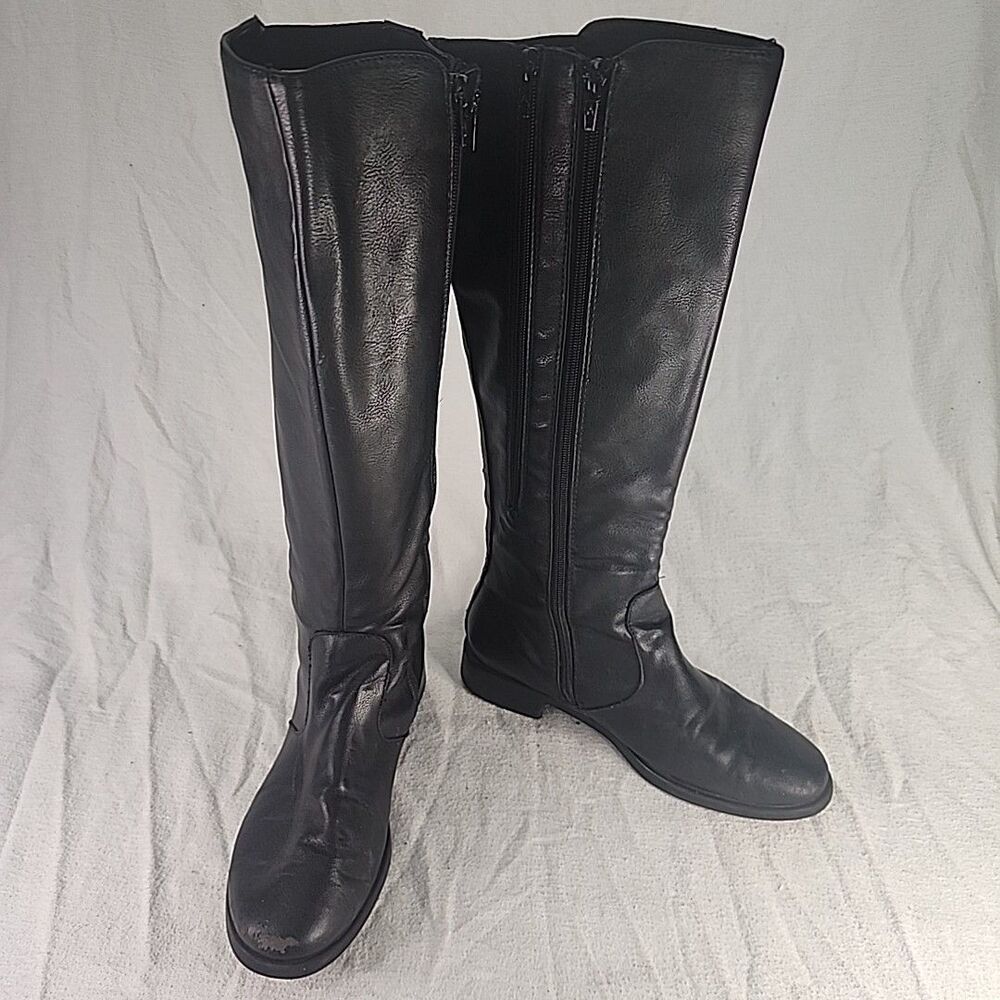Boots Aerosoles One Wish Women's Extended Calf Tall Black Size 8.5 M Double Zip